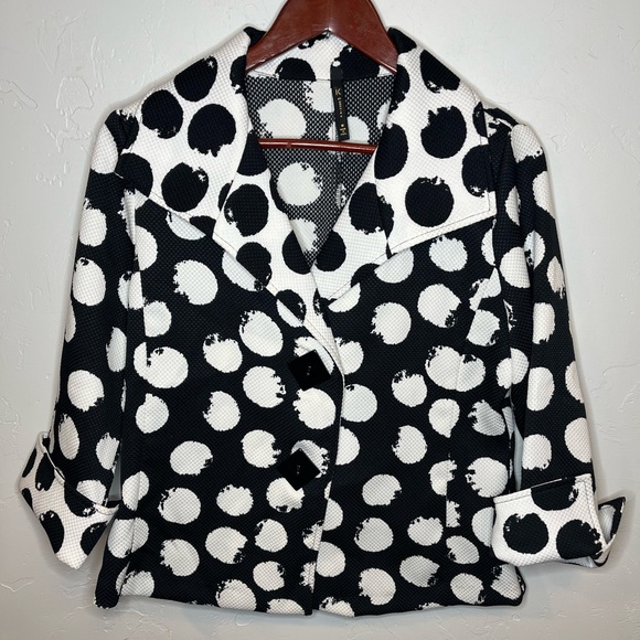 IC By Connie K Tops - IC‎ By Connie K Large Polka Dot Women's Blazer Top - Black and White